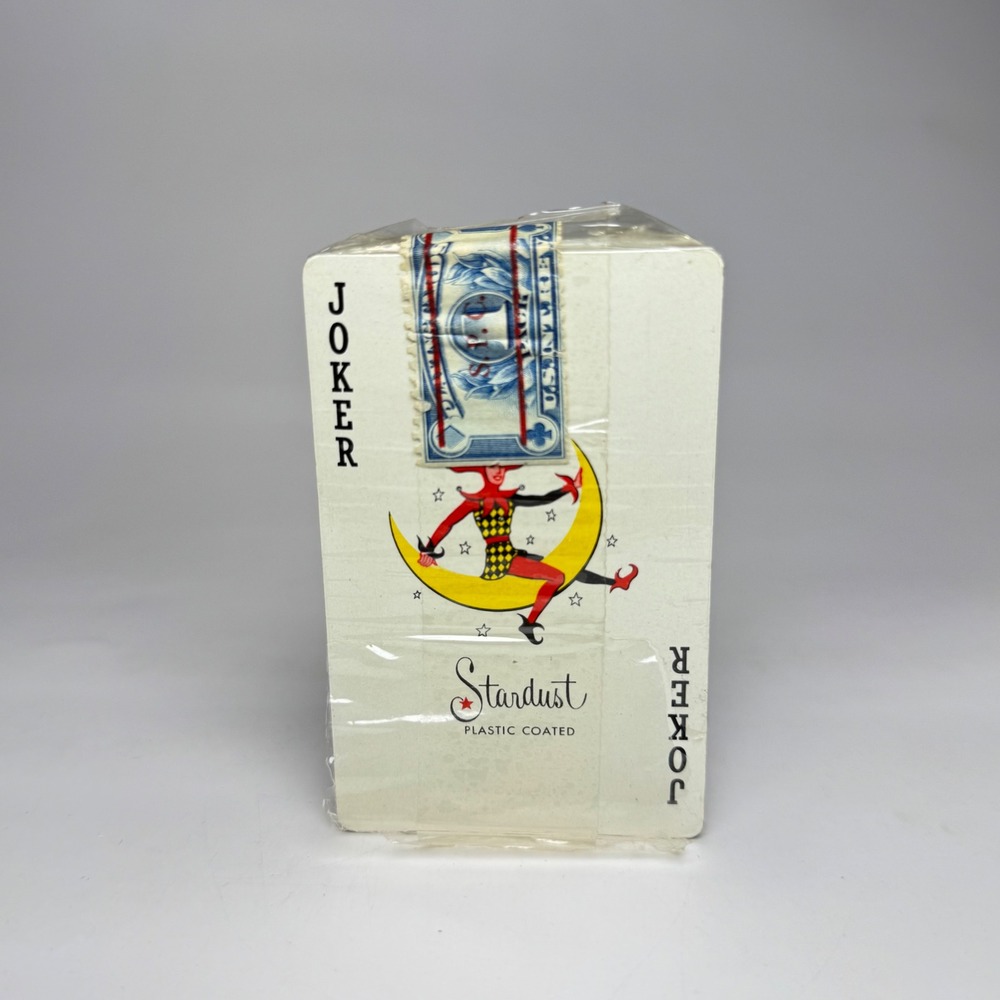 Vintage Stardust Playing Cards Sealed Tax Stamp Jester Moon Japanese Pine Art